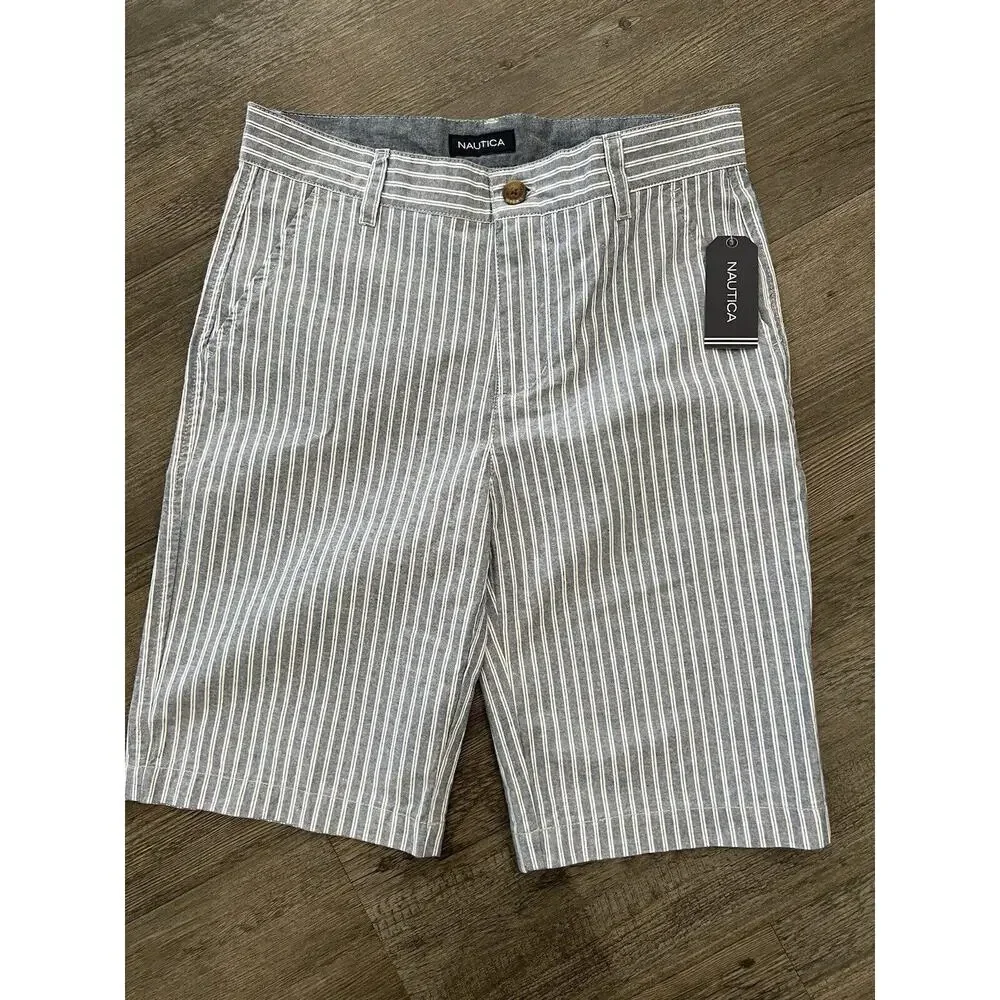 Nautica Boys Shorts Size 14 NWT Blue & White Stripe- Beach Family Photos